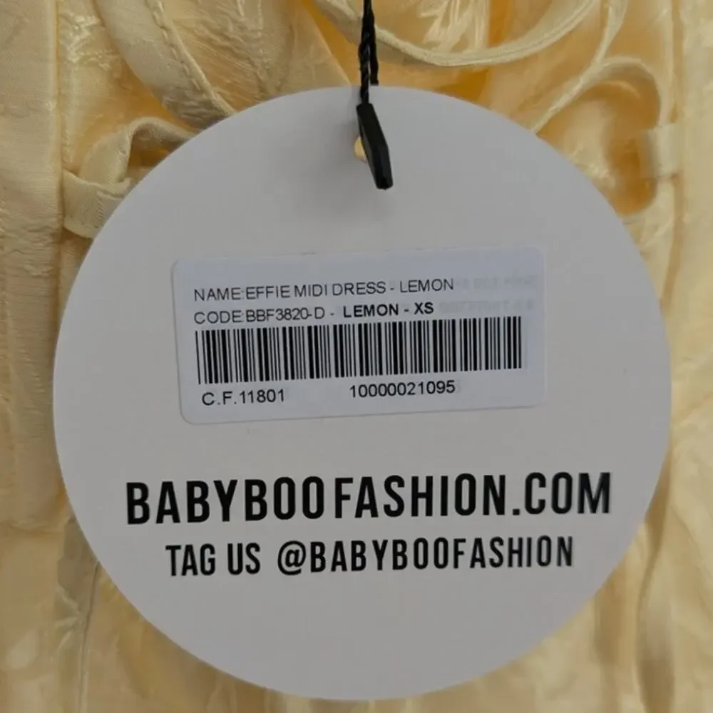 Babyboo Effie Midi Dress Lemon Jacquard Halter Corset Size XS NWT
